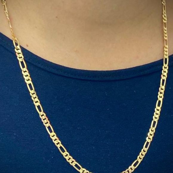 14K Solid Gold Filled Figaro Chain Necklace for Mens and Womens Inches 4mm - Picture 8 of 10